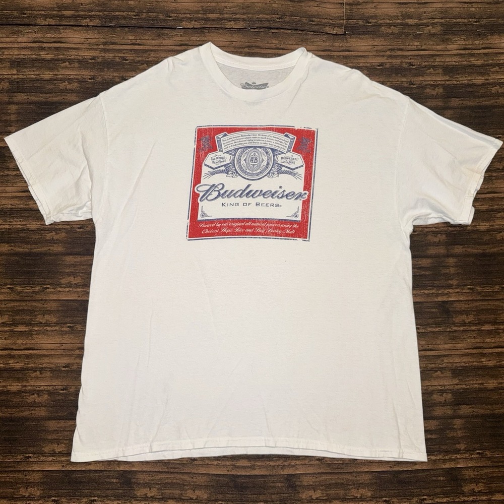 Budweiser King of Beers 2013 White Graphic T Shirt Men's Size 2XL